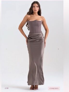 HOUSE OF CB 'Persephone" Smoke Strapless Corset Maxi dress NWOT